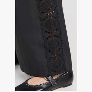 SEA Black Wide-Leg Pants with Eyelet Detail